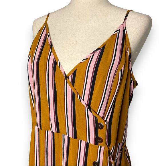 Xhilaration Striped Faux Wrap Mini Sleeveless Dress Smocked Back Womens Size XXL - Picture 4 of 11